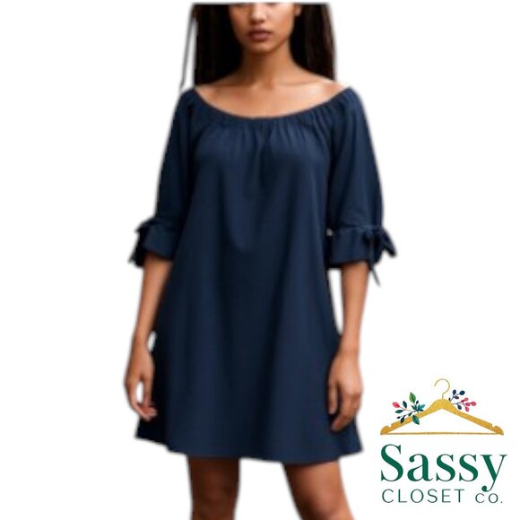 Elegant VINCE CAMUTO Dress – Off-Shoulder, Navy, Cocktail-Ready, Size 6 - Picture 1 of 5